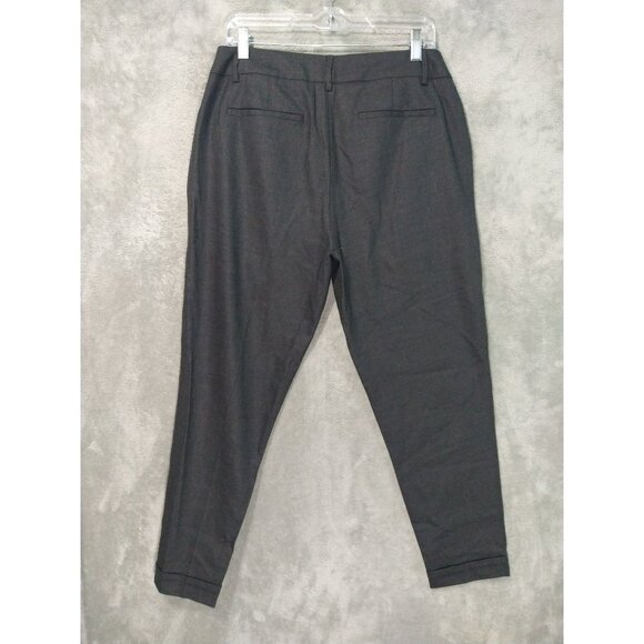 Eileen Fisher Pants Womens 10 Gray Wool Slim Taper Leg Trouser Cuffed Stretch - Picture 2 of 9
